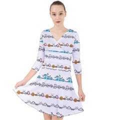 Decoration Element Style Pattern Quarter Sleeve Front Wrap Dress by Pakrebo