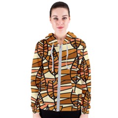 Autumn Leaf Mosaic Seamless Women s Zipper Hoodie