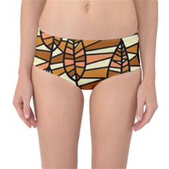 Autumn Leaf Mosaic Seamless Mid-Waist Bikini Bottoms