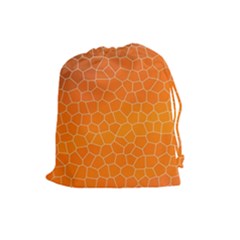 Orange Mosaic Structure Background Drawstring Pouch (large) by Pakrebo