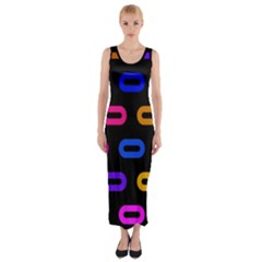 Pattern Background Structure Black Fitted Maxi Dress