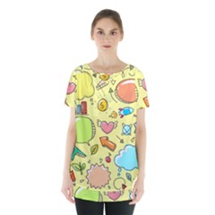 Cute Sketch Child Graphic Funny Skirt Hem Sports Top by Pakrebo