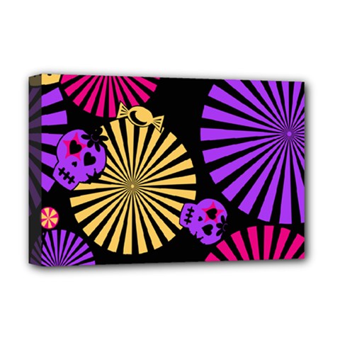 Seamless Halloween Day Of The Dead Deluxe Canvas 18  x 12  (Stretched)