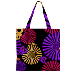 Seamless Halloween Day Of The Dead Zipper Grocery Tote Bag