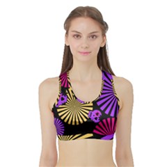 Seamless Halloween Day Of The Dead Sports Bra with Border