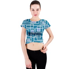 Geometric Rectangle Shape Linear Crew Neck Crop Top by Pakrebo