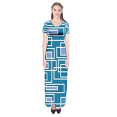 Geometric Rectangle Shape Linear Short Sleeve Maxi Dress