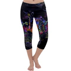 Grunge Paint Splatter Splash Ink Capri Yoga Leggings by Pakrebo