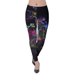 Grunge Paint Splatter Splash Ink Velvet Leggings by Pakrebo