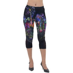 Grunge Paint Splatter Splash Ink Lightweight Velour Capri Leggings  by Pakrebo