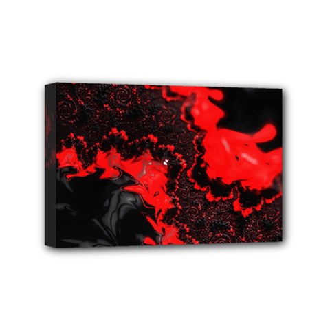 Red Black Fractal Mandelbrot Art Wallpaper Mini Canvas 6  X 4  (stretched) by Pakrebo