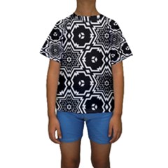 Black And White Pattern Background Structure Kids  Short Sleeve Swimwear by Pakrebo