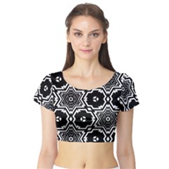 Black And White Pattern Background Structure Short Sleeve Crop Top by Pakrebo