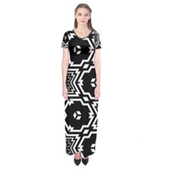 Black And White Pattern Background Structure Short Sleeve Maxi Dress by Pakrebo
