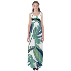 Plants Leaves Tropical Nature Empire Waist Maxi Dress