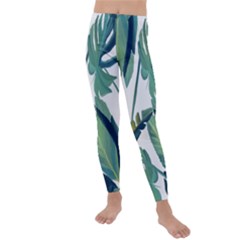 Plants Leaves Tropical Nature Kids  Lightweight Velour Leggings by Alisyart