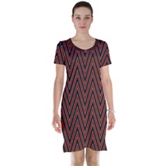 Pattern Chevron Black Red Short Sleeve Nightdress by Alisyart