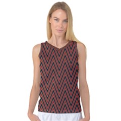 Pattern Chevron Black Red Women s Basketball Tank Top