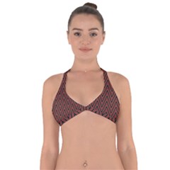 Pattern Chevron Black Red Halter Neck Bikini Top