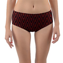 Pattern Chevron Black Red Reversible Mid-waist Bikini Bottoms