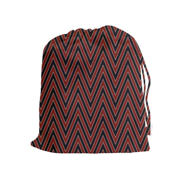 Pattern Chevron Black Red Drawstring Pouch (XL)