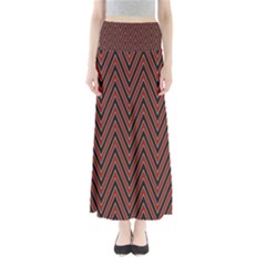 Pattern Chevron Black Red Full Length Maxi Skirt