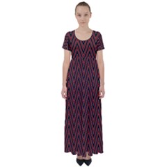 Pattern Chevron Black Red High Waist Short Sleeve Maxi Dress by Alisyart