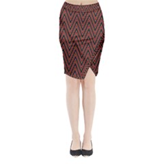 Pattern Chevron Black Red Midi Wrap Pencil Skirt