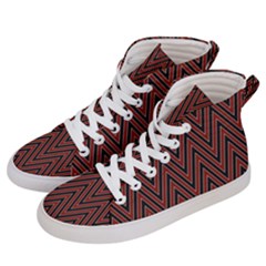 Pattern Chevron Black Red Men s Hi-top Skate Sneakers by Alisyart