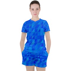 Pattern Halftone Geometric Women s Tee And Shorts Set