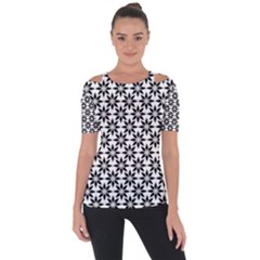 Ornamental Abstract Shoulder Cut Out Short Sleeve Top