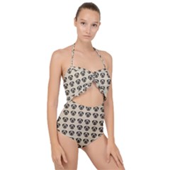 Puppy Dog Pug Scallop Top Cut Out Swimsuit