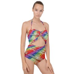 Perspective Background Color Scallop Top Cut Out Swimsuit