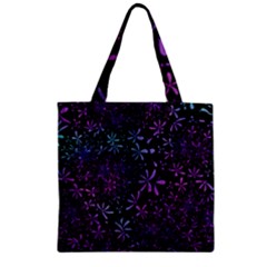 Retro Flower Pattern Fllower Zipper Grocery Tote Bag by Alisyart