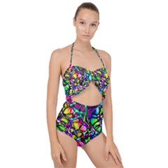 Network Nerves Scallop Top Cut Out Swimsuit by Alisyart