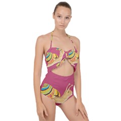 Snail Color Nature Animal Scallop Top Cut Out Swimsuit