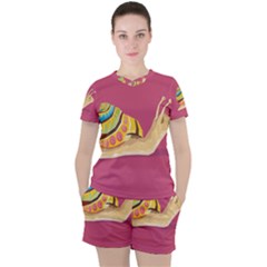 Snail Color Nature Animal Women s Tee And Shorts Set