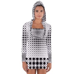 Square Center Pattern Background Long Sleeve Hooded T-shirt