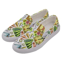 Doodle New Year Party Celebration Men s Canvas Slip Ons