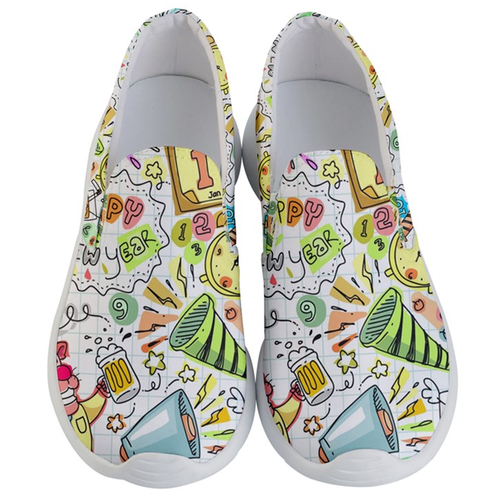 Doodle New Year Party Celebration Men s Lightweight Slip Ons