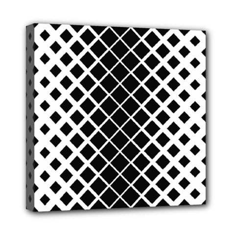Square Diagonal Pattern Black Mini Canvas 8  x 8  (Stretched)
