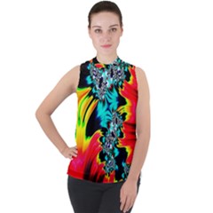 Fractal Mandelbrot Art Wallpaper Mock Neck Chiffon Sleeveless Top by Pakrebo