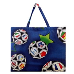 Textile Football Soccer Fabric Zipper Large Tote Bag by Pakrebo