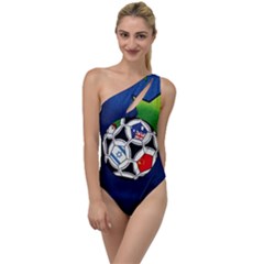 Textile Football Soccer Fabric To One Side Swimsuit by Pakrebo