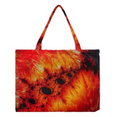 Red Fractal Mandelbrot Art Wallpaper Medium Tote Bag by Pakrebo