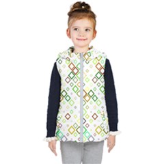 Square Colorful Geometric Style Kids  Hooded Puffer Vest