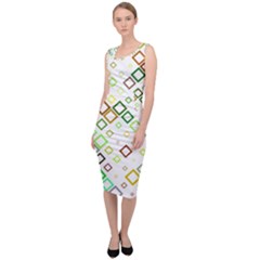 Square Colorful Geometric Style Sleeveless Pencil Dress