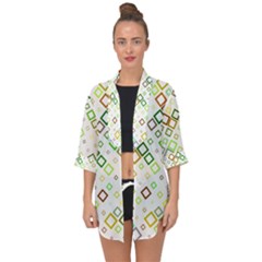 Square Colorful Geometric Style Open Front Chiffon Kimono by Alisyart