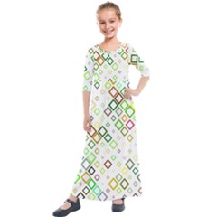 Square Colorful Geometric Style Kids  Quarter Sleeve Maxi Dress by Alisyart