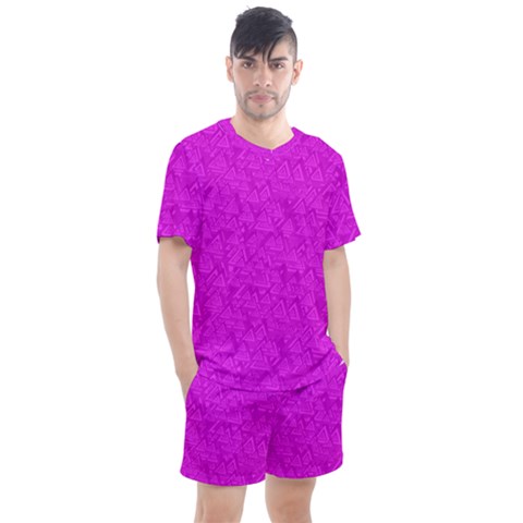 Triangle Pattern Seamless Color Men s Mesh Tee And Shorts Set by Alisyart